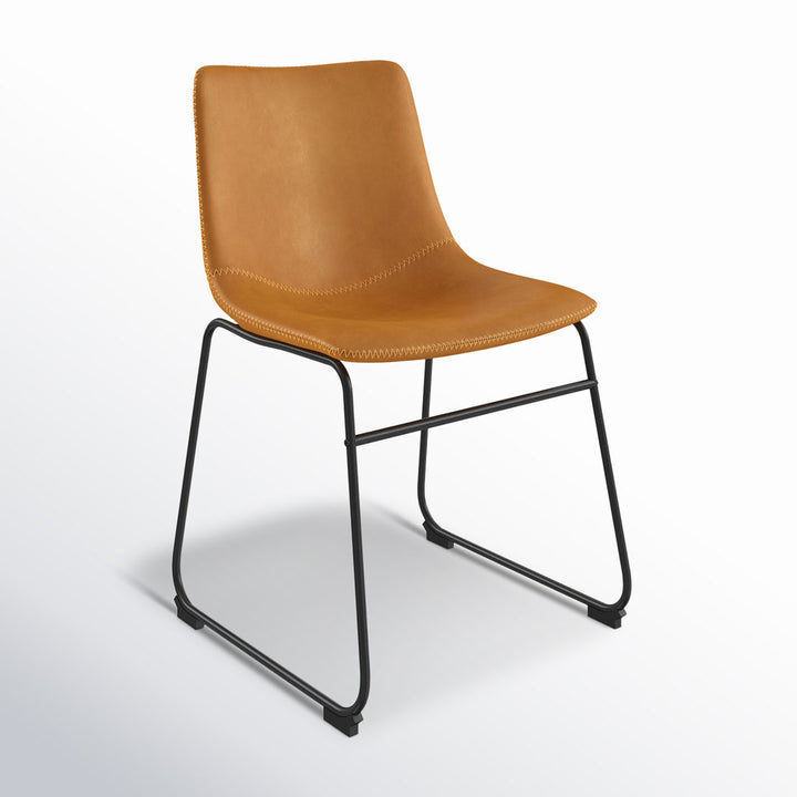 Nia Vegan Leather Side Chair (Set of 2) AllModern Upholstery Color: Light Brown, Frame Color: Black