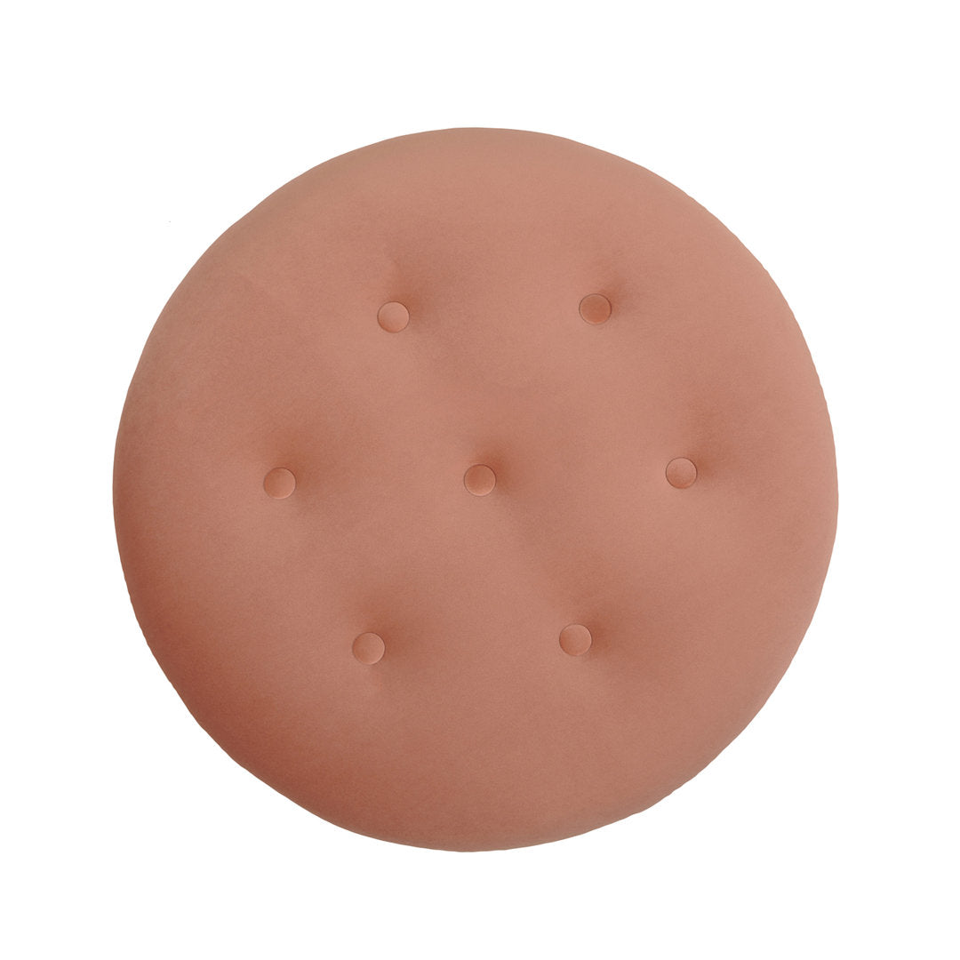 Neptune 24" Wide Tufted Round Cocktail Ottoman Astoria Grand Body Fabric: Peach Orange Velvet