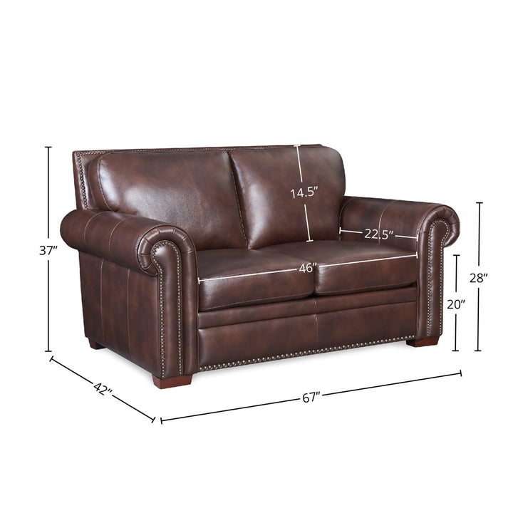 Iwan 67" Genuine Leather Rolled Arm Loveseat Canora Grey