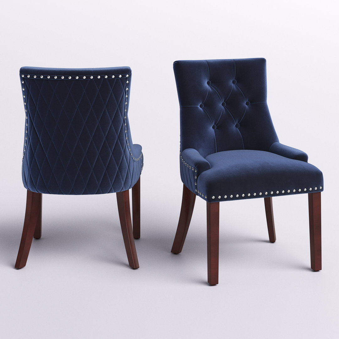 Bernyce Tufted Velvet Upholstered Dining Chair (Set of 2) Willa Arlo™ Interiors Upholstery Color: Ink Navy