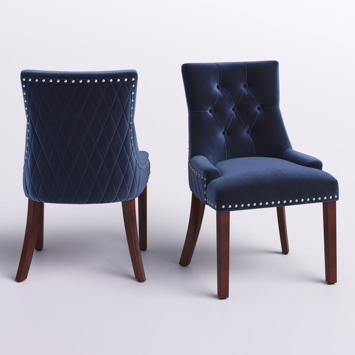 Bernyce Tufted Velvet Upholstered Dining Chair (Set of 2) Willa Arlo™ Interiors Upholstery Color: Ink Navy