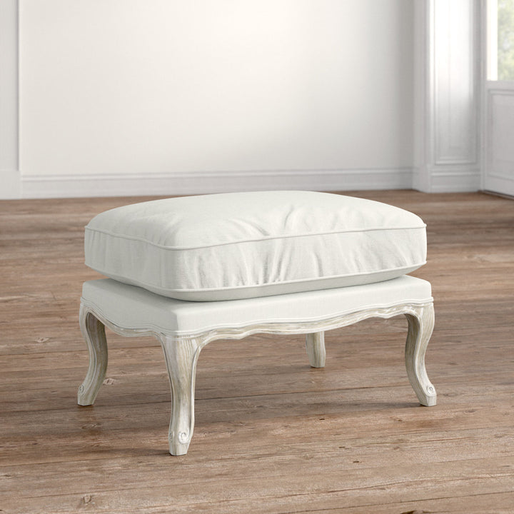 Nonna 30" Wide Velvet Rectangle Standard Ottoman Kelly Clarkson Home Fabric: White/Linen 100% Linen