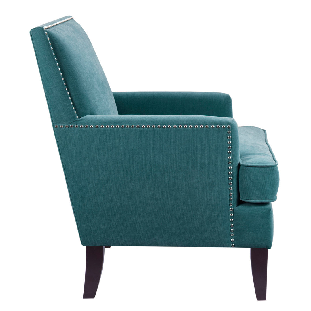 Colton Nailhead Club Chair Three Posts™ Upholstery Color: Teal Polyester