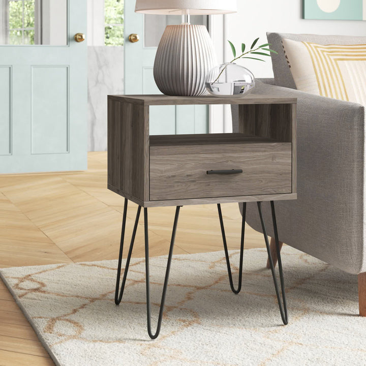 Adrow 1-Drawer Nightstand with Cubby Wade Logan® Color: Slate Gray
