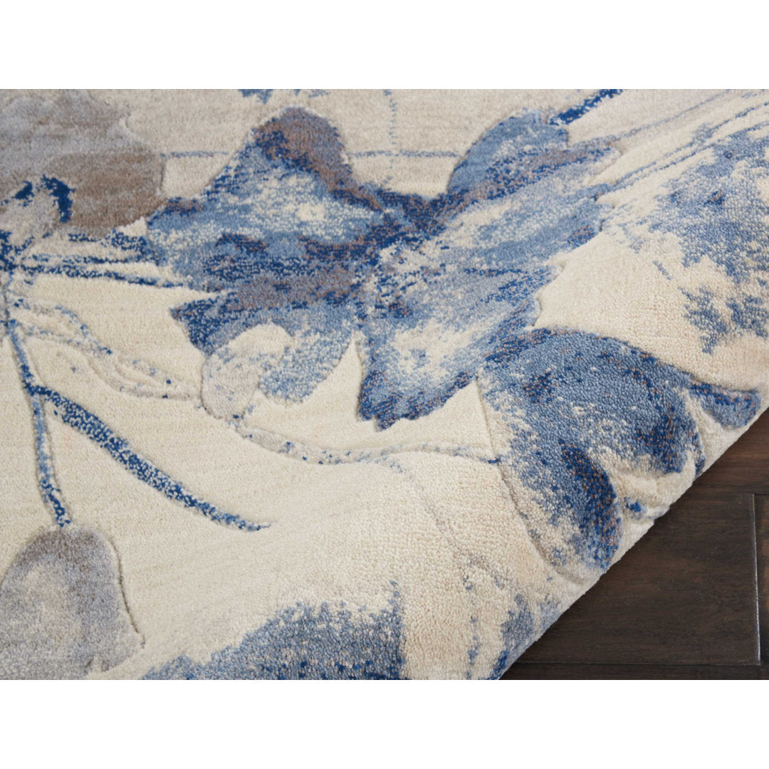 Arnim Floral Blue/Ivory Area Rug Lark Manor™ Rug Size: Rectangle 2'6" x 4'