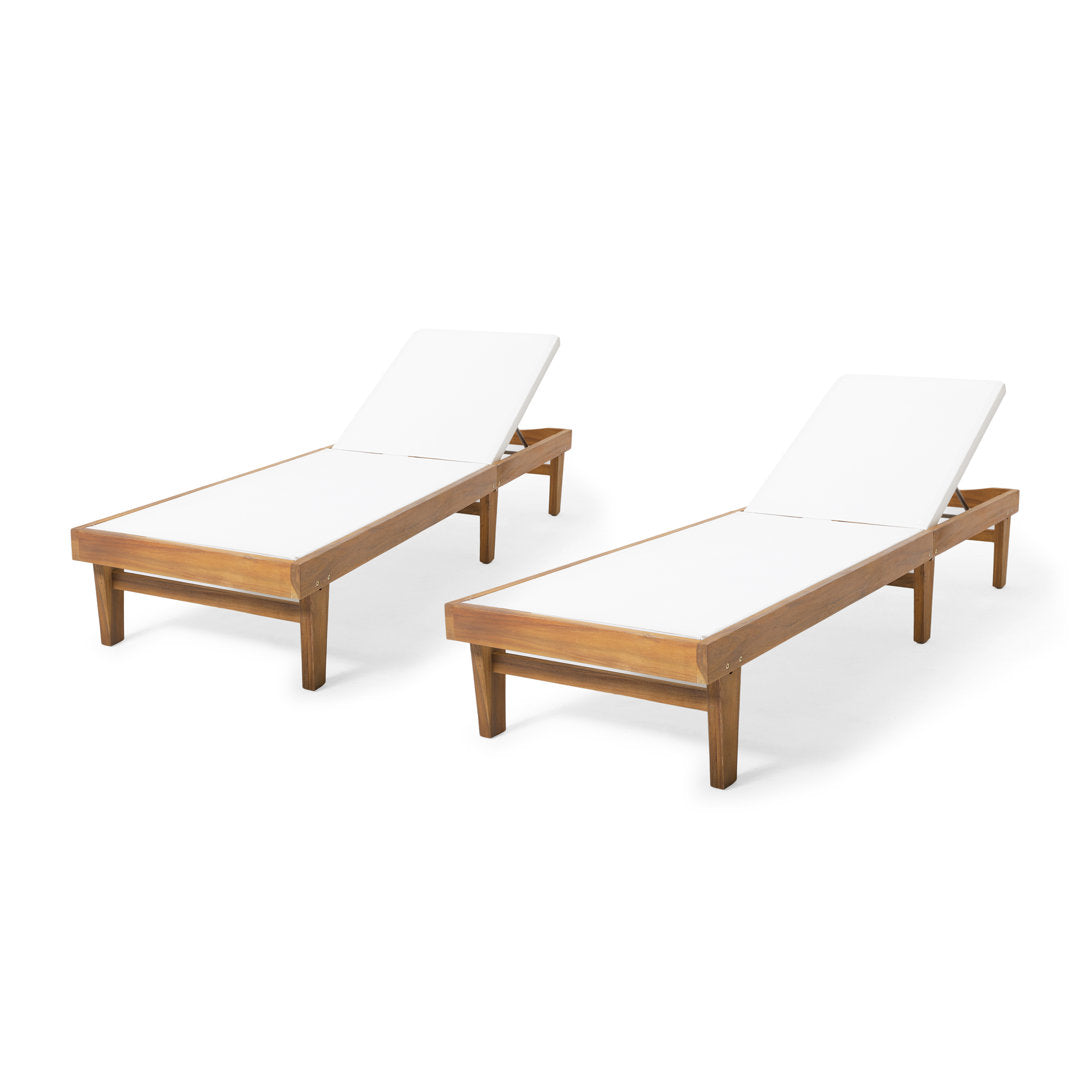 Scheiner 24'' Outdoor Acacia Chaise Lounge (Set of 2) Birch Lane™ Color: Teak