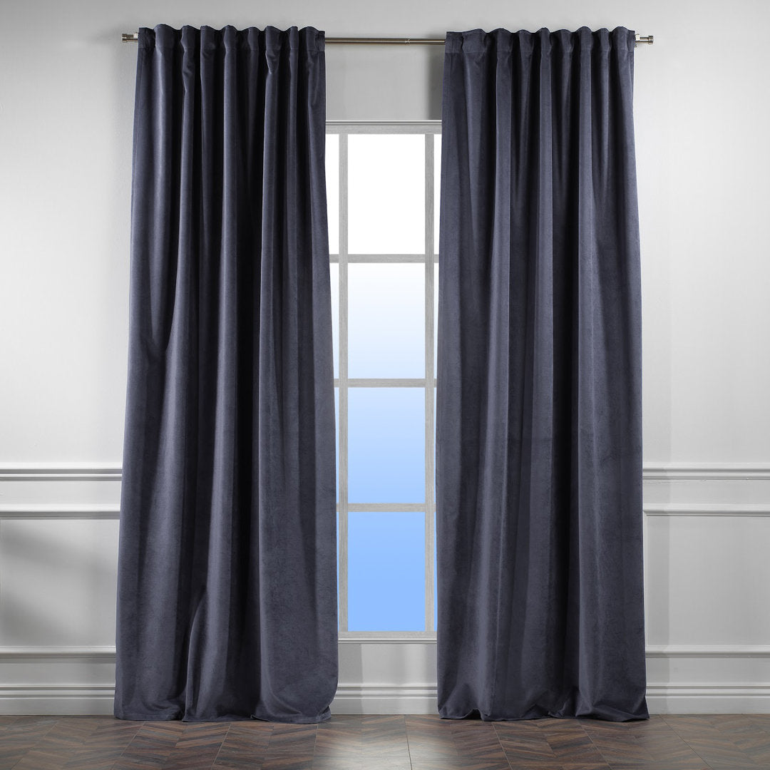 Matte Velvet Extra wide x Extra Long Custom Made Decorative Single Panel Lilijan Home & Curtain Curtain Color: 71 Independence Size per Panel: 100" W x 108" L