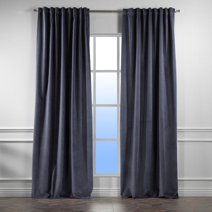 Matte Velvet Extra wide x Extra Long Custom Made Decorative Single Panel Lilijan Home & Curtain Curtain Color: 71 Independence Size per Panel: 100" W x 108" L