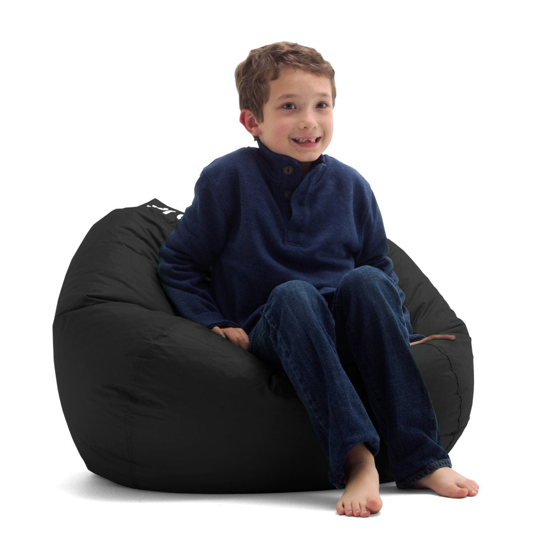 Big Joe Classic Bean Bag Chair Big Joe Size: 16"H x 27.5"W x 27.5"D Fabric: Stretch Limo Black Polyester Blend
