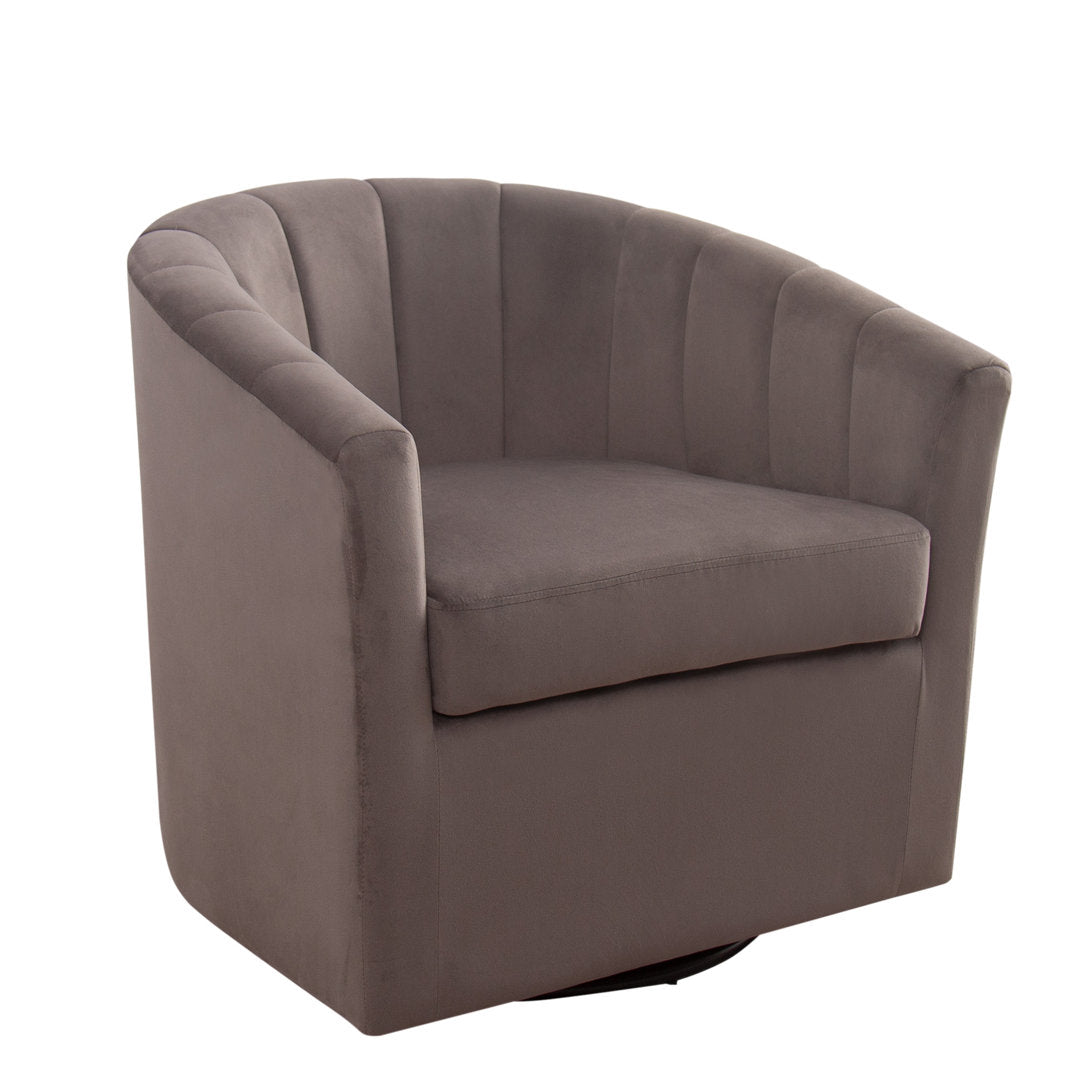 Lydia 29.5" Wide Velvet Upholstered Swivel Barrel Chair Latitude Run® Body Fabric: Gray Cotton Blend