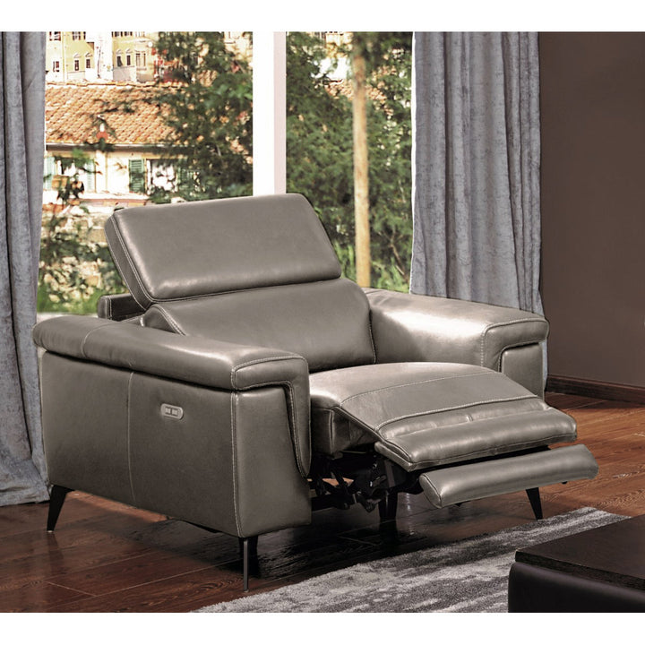 Philippa 44" Wide Genuine Leather Power Zero Clearance Standard Recliner Orren Ellis Fabric: Gray Genuine Leather