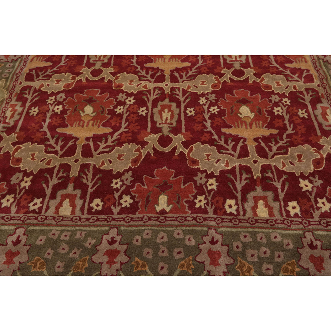 Handmade Tufted Wool Red/Green Area Rug Oriental Rug of Houston Rug Size: Rectangle 7'9'' x 9'9''