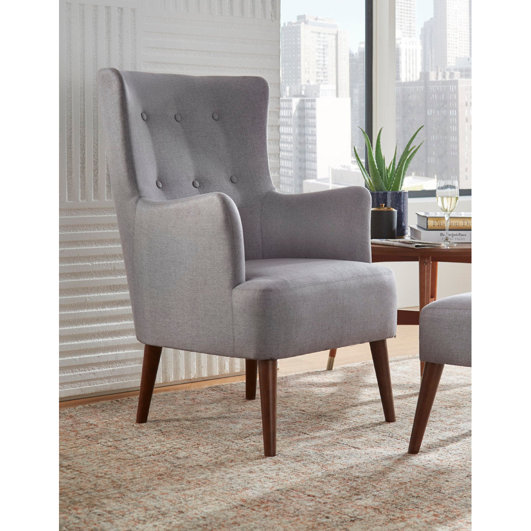 Piersten 26.38" Wide Polyester Wingback Chair Winston Porter Fabric: Gray Flannel Solid