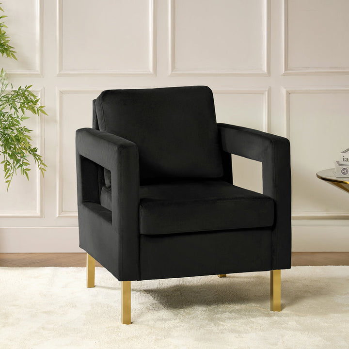 Clayne Velvet Armchair Etta Avenue™ Fabric: Black Velvet