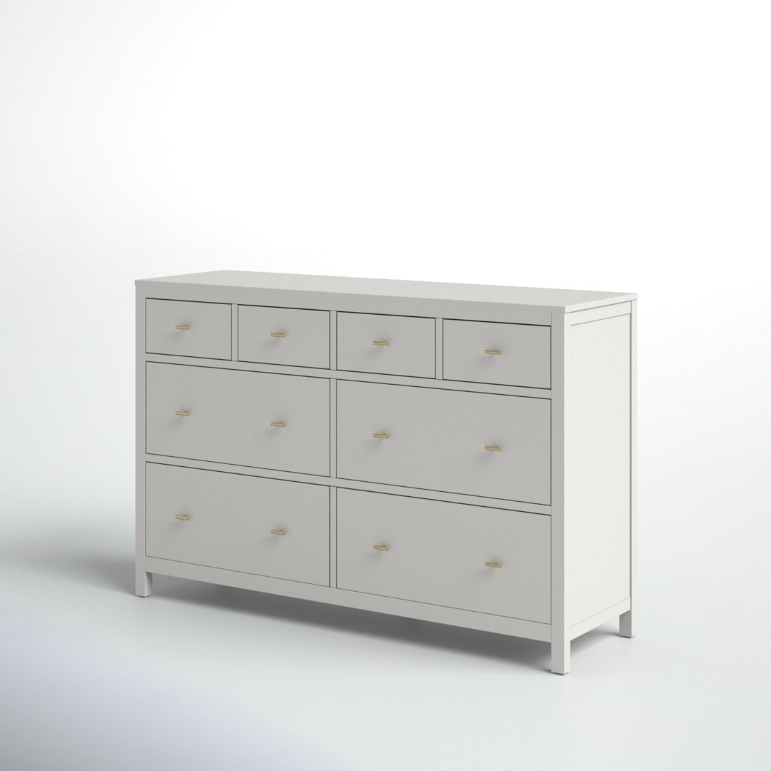 Kowalsky 8 Drawer 57.99" W Double Dresser Three Posts™ Color: Bleached White