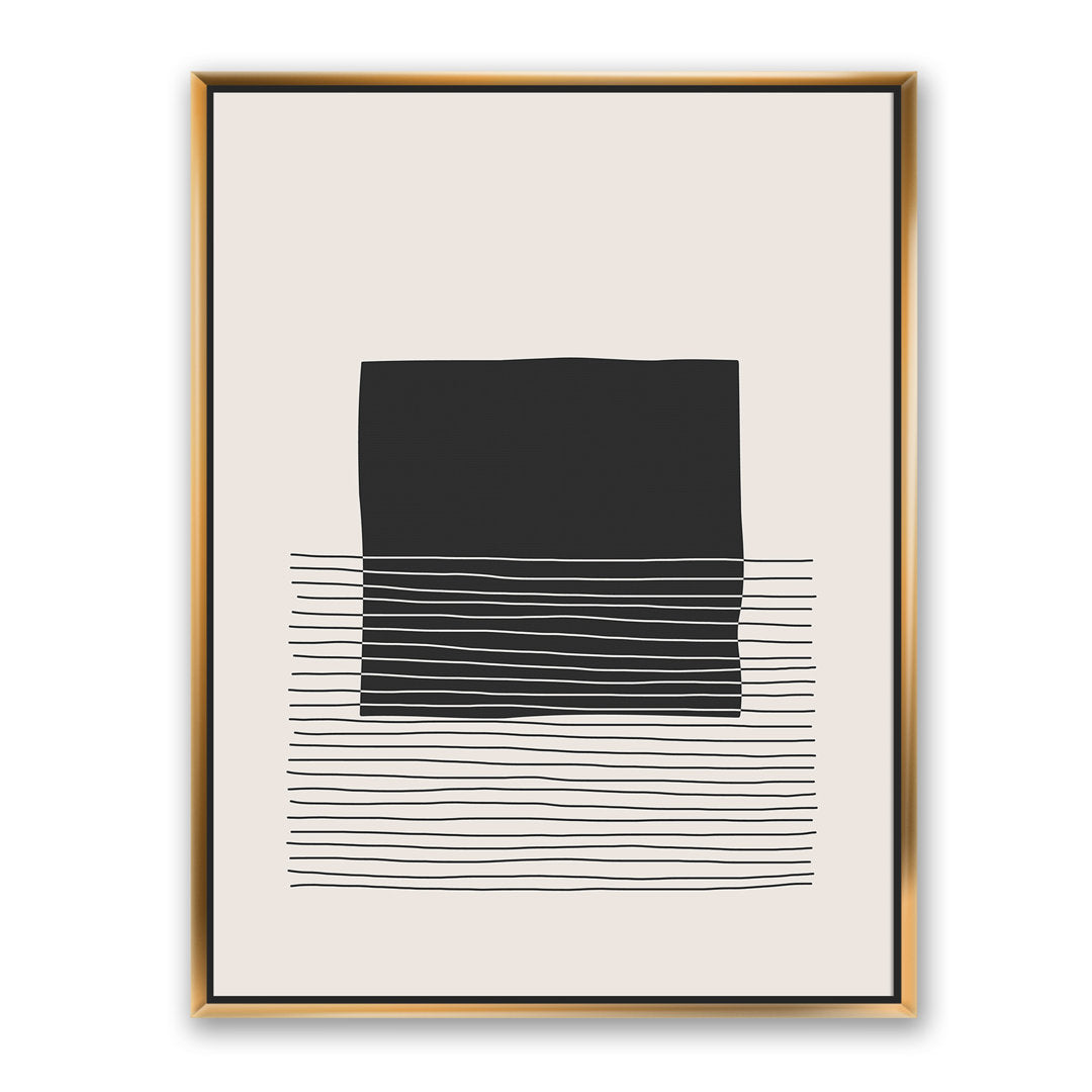 Kiro Minimal Geometric Lines and Squares VIII - Floater Frame Print on Canvas The Twillery Co.® Size: 40'' H x 30'' W x 1.5'' D Format: Gold Framed Canvas