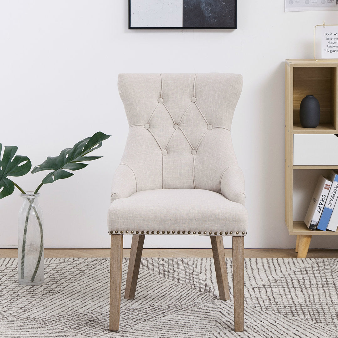Mickie Upholstered Parsons Chair in Ivory (Set of 2) Ophelia & Co.