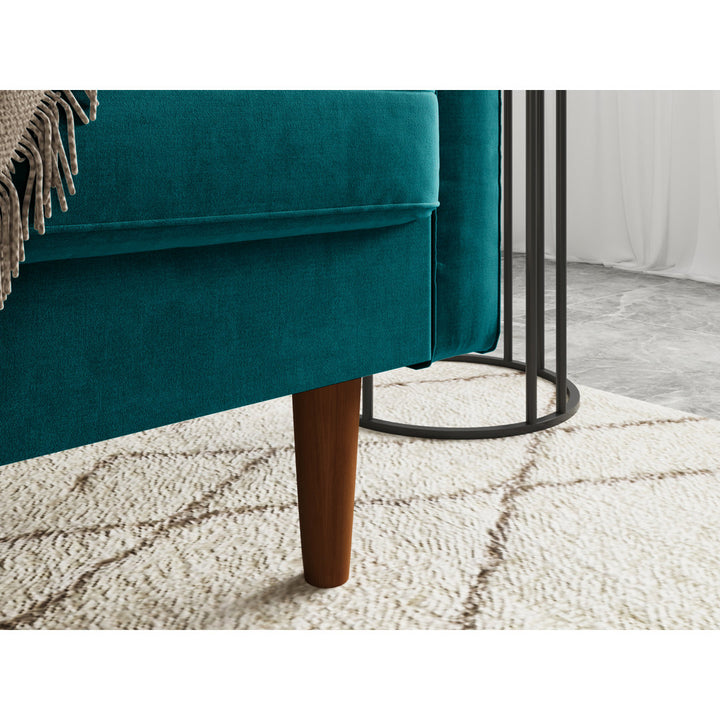 Sellner 70" Velvet Square Arm Tufted Seat Sofa George Oliver Fabric: Teal Blue Velvet