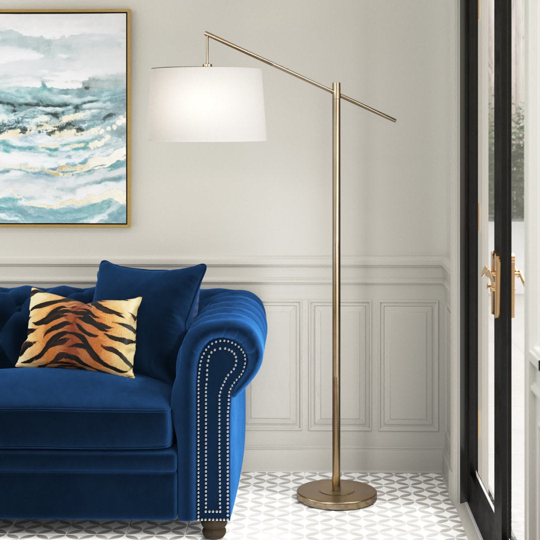 Dyanne 69" Task/Reading Floor Lamp Etta Avenue™ Shade Color: White Base Finish: Plated Gold