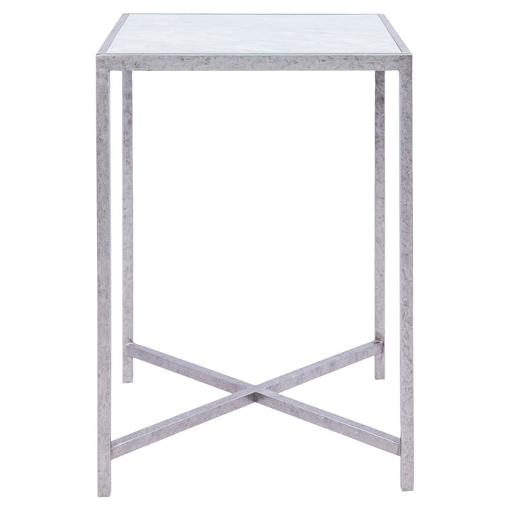 LA Marble Cross Legs End Table ellahome Table Base Color: Royal Silver