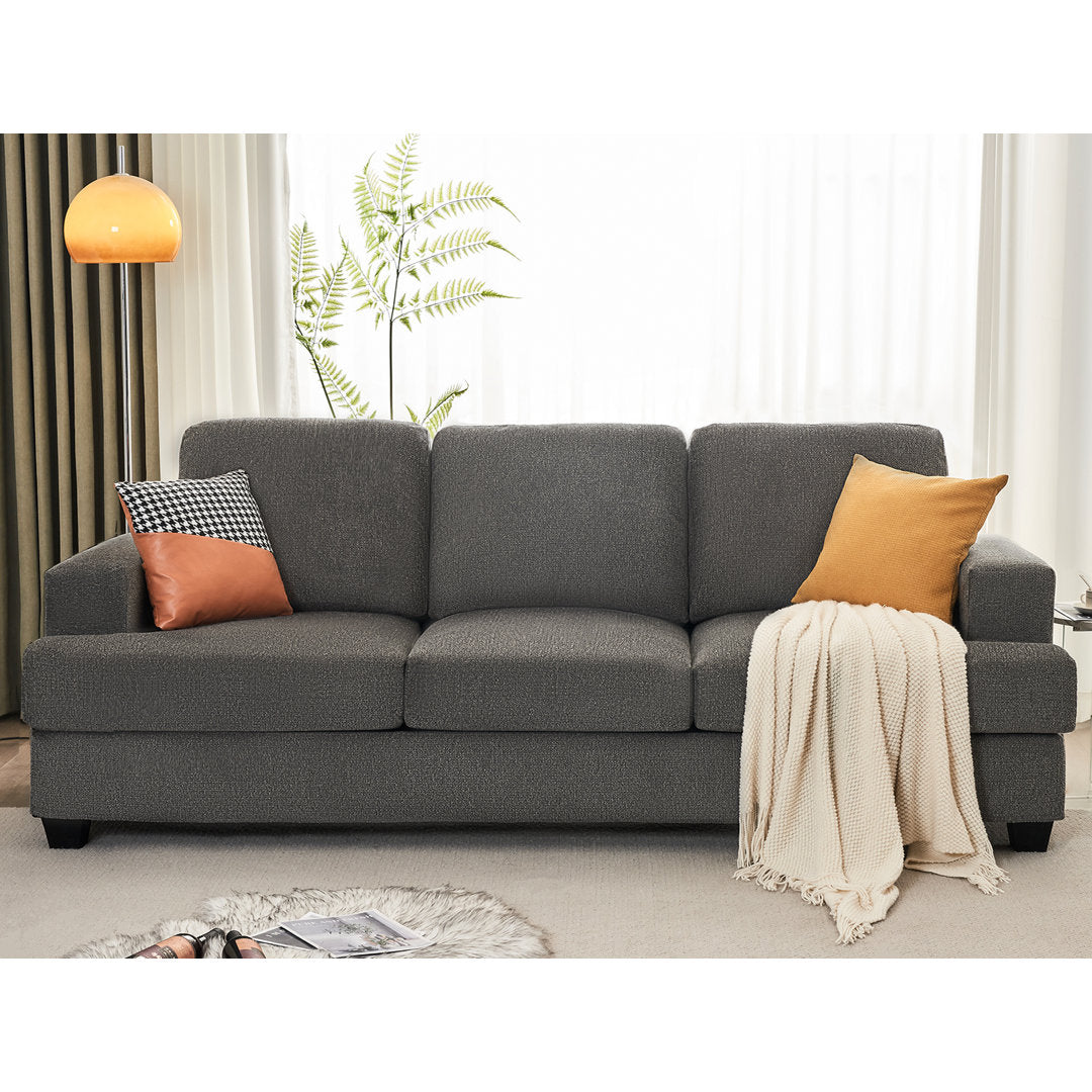 Belosic 89" Upholstered Deep Seat 3 Seater Sofa Wade Logan® Fabric: Gray Chenille