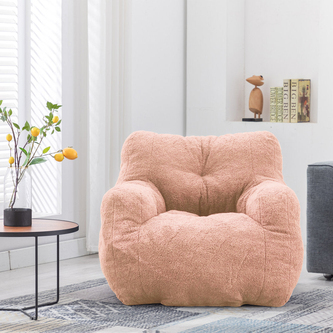 Medium Bean Bag Chair Viv + Rae™ Body Fabric: Light Pink Faux Fur