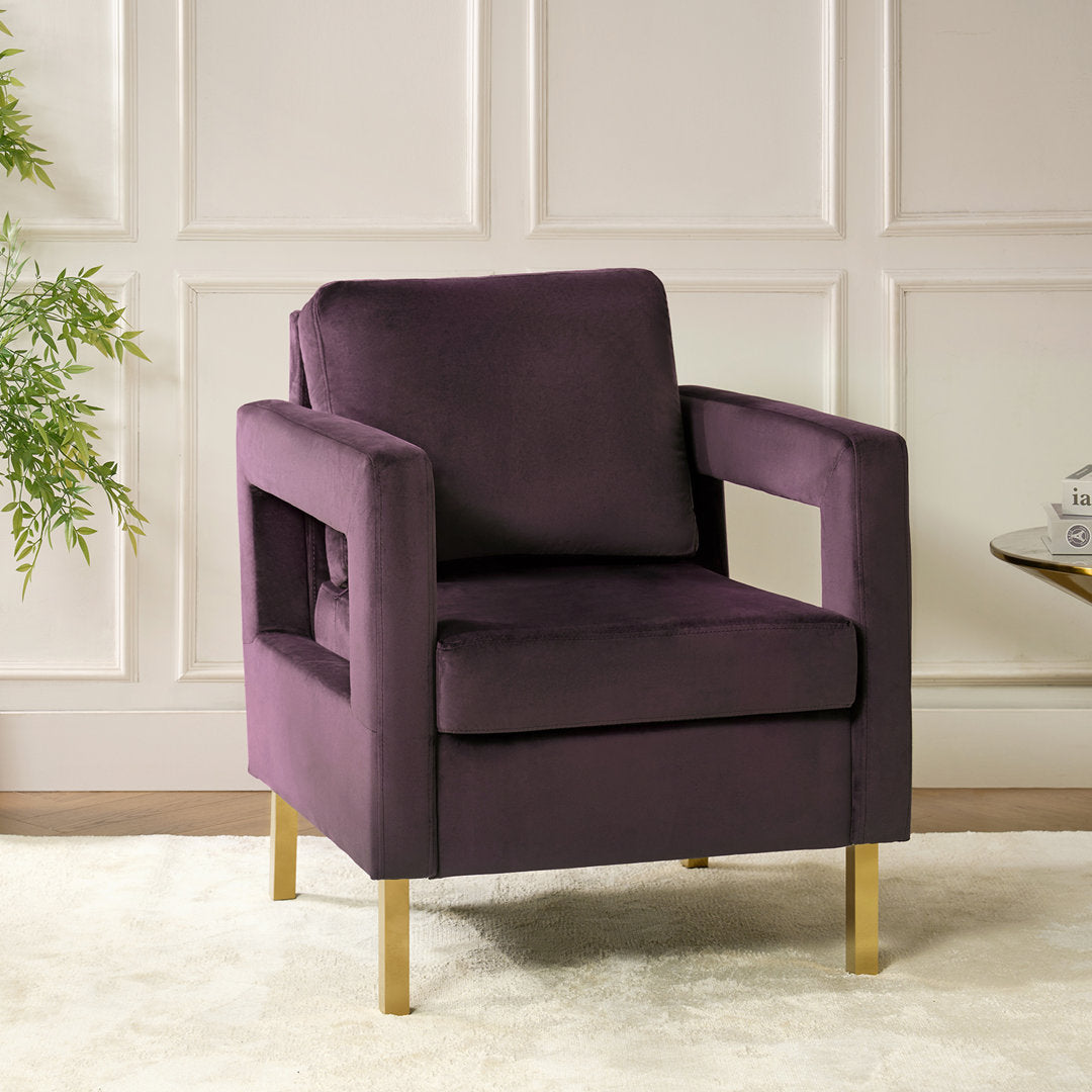 Clayne Velvet Armchair Etta Avenue™ Fabric: Purple Velvet