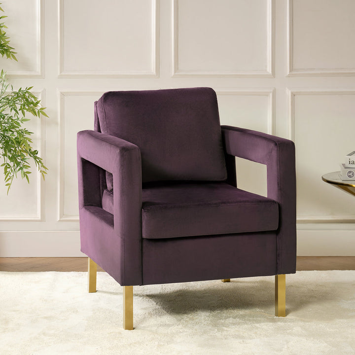 Clayne Velvet Armchair Etta Avenue™ Fabric: Purple Velvet