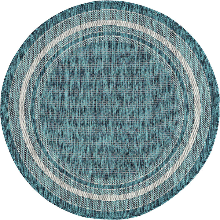 Sevil Teal/Beige/Gray Indoor / Outdoor Rug Breakwater Bay Rug Size: Round 4'