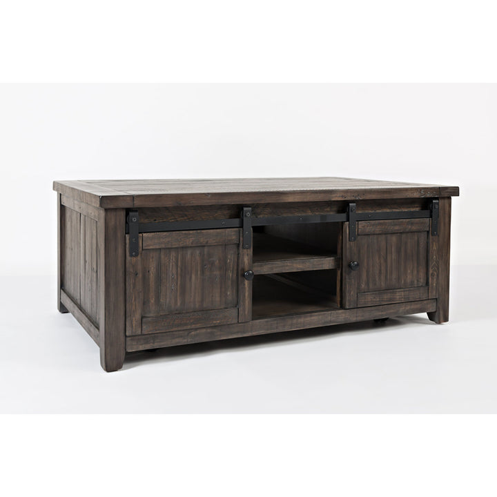 Solid Wood Coffee Table with Storage Sand & Stable™ Table Base Color: Brown