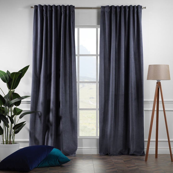 Matte Velvet Extra wide x Extra Long Custom Made Decorative Single Panel Lilijan Home & Curtain Curtain Color: 71 Independence Size per Panel: 100" W x 108" L