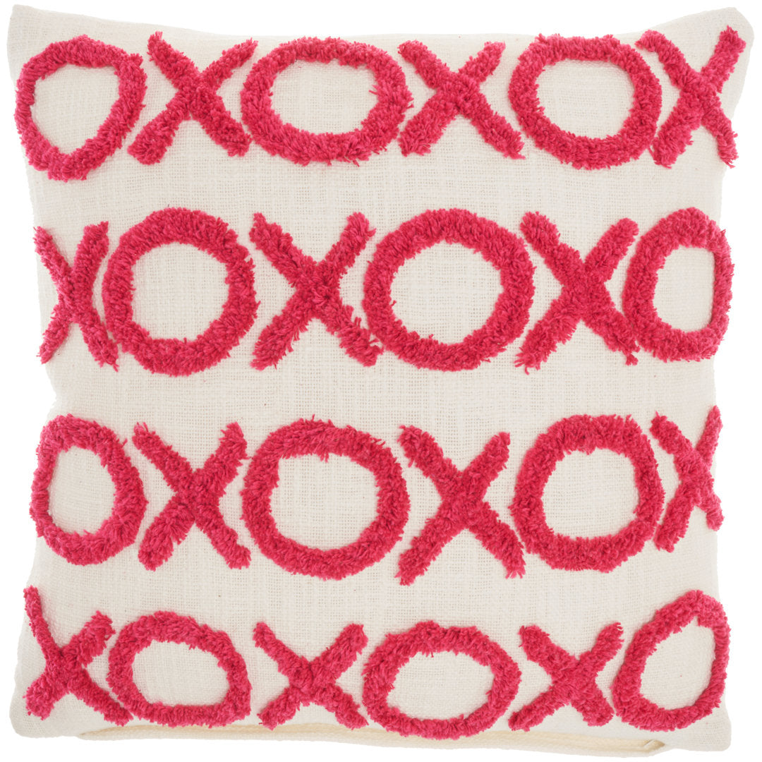 Casual Tufted XOXO Square Cotton Pillow Cover & Insert Mina Victory Color: Hot Pink