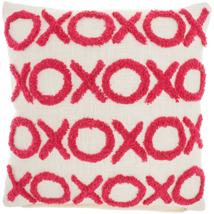 Casual Tufted XOXO Square Cotton Pillow Cover & Insert Mina Victory Color: Hot Pink