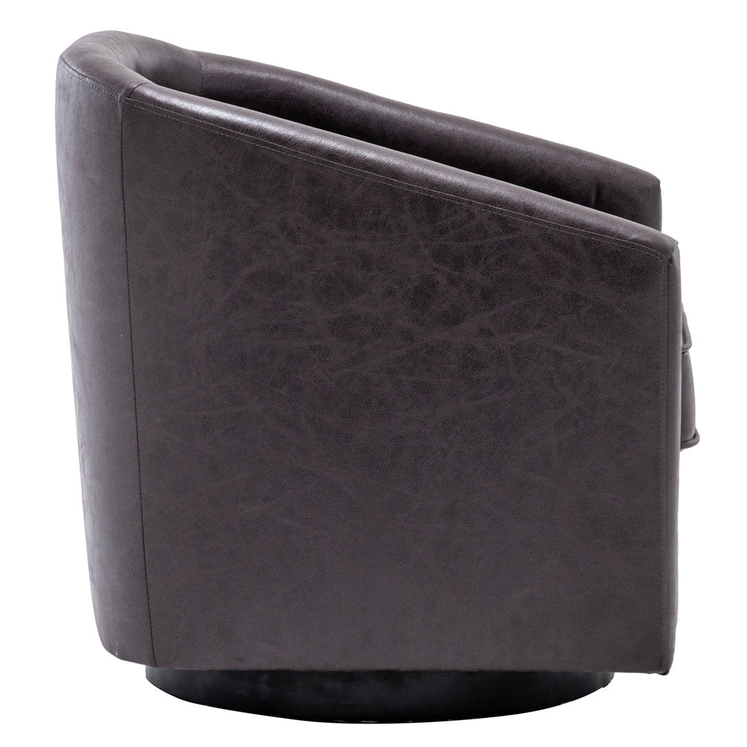 Kiersten 28.7" Wide Vegan Leather Swivel Barrel Chair Sand & Stable™ Leather Type: Pebble Charcoal Faux Leather