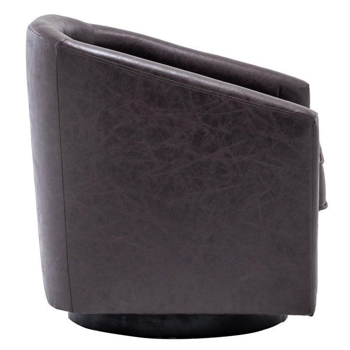 Kiersten 28.7" Wide Vegan Leather Swivel Barrel Chair Sand & Stable™ Leather Type: Pebble Charcoal Faux Leather