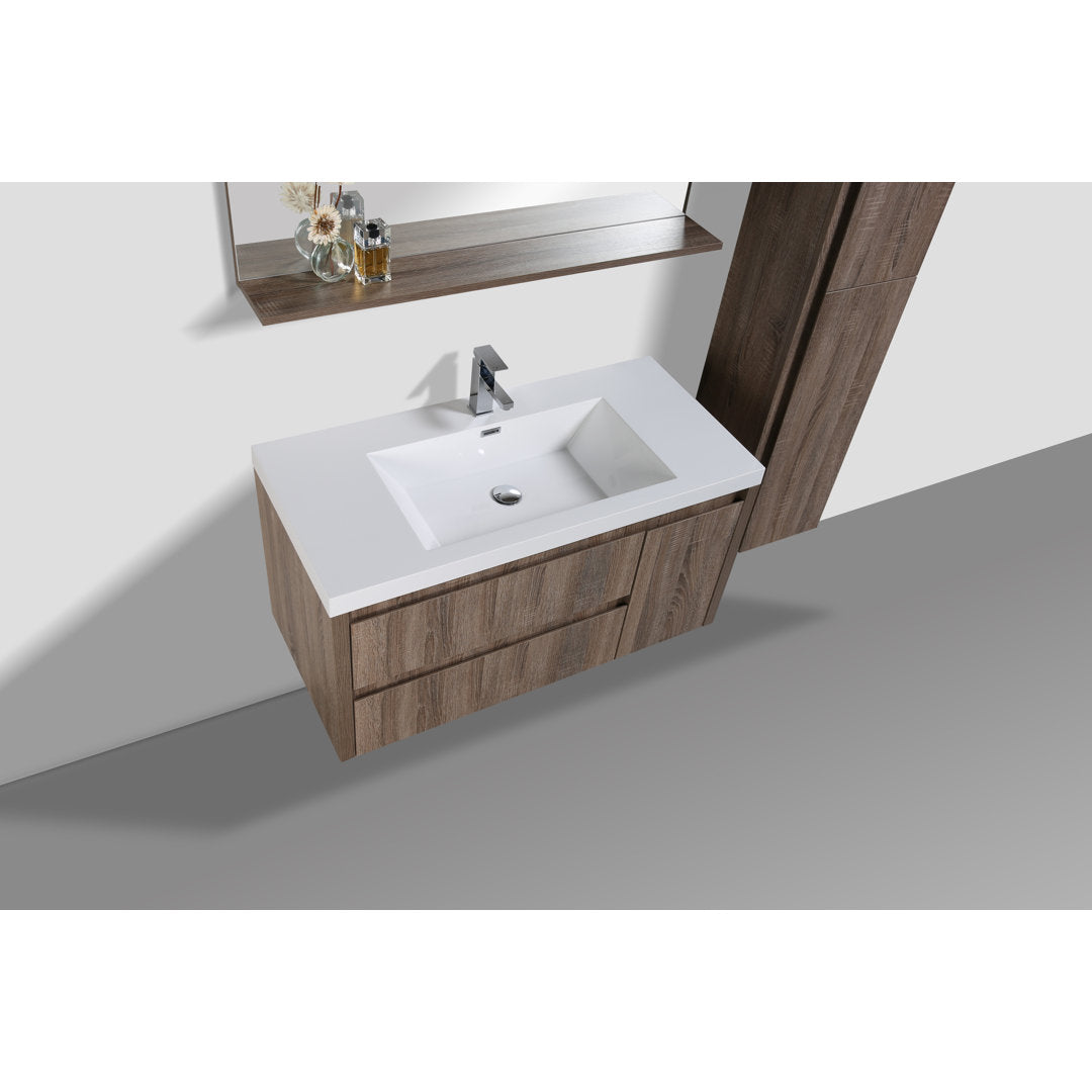 Ayeasha 42" Wall-Mounted Single Bathroom Vanity Set Ivy Bronx Base Finish: Rosewood