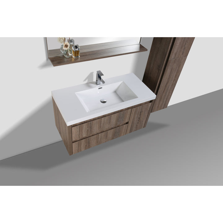 Ayeasha 42" Wall-Mounted Single Bathroom Vanity Set Ivy Bronx Base Finish: Rosewood