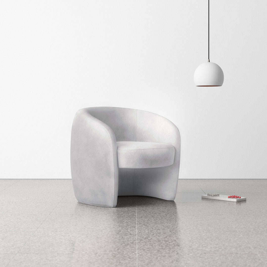 Kearney Upholstered Barrel Chair AllModern Fabric: Stax Light Grey Performance Velvet