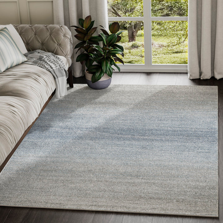 Woodstock Striped Gray/Blue Area Rug Highland Dunes Rug Size: Rectangle 5'3" x 7'6"