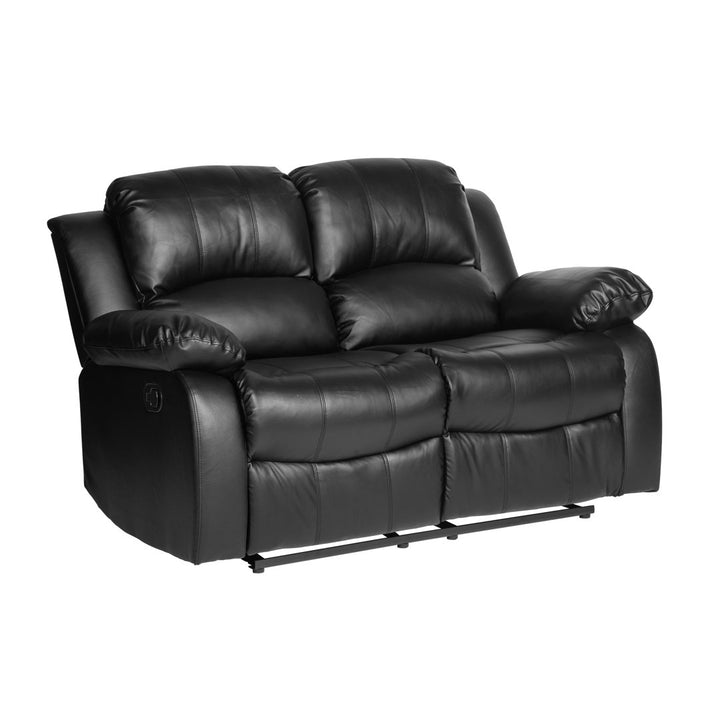Mccubbin 60" Faux Leather Pillow Top Arm Reclining Loveseat Wade Logan® Upholstery Color: Black Faux Leather