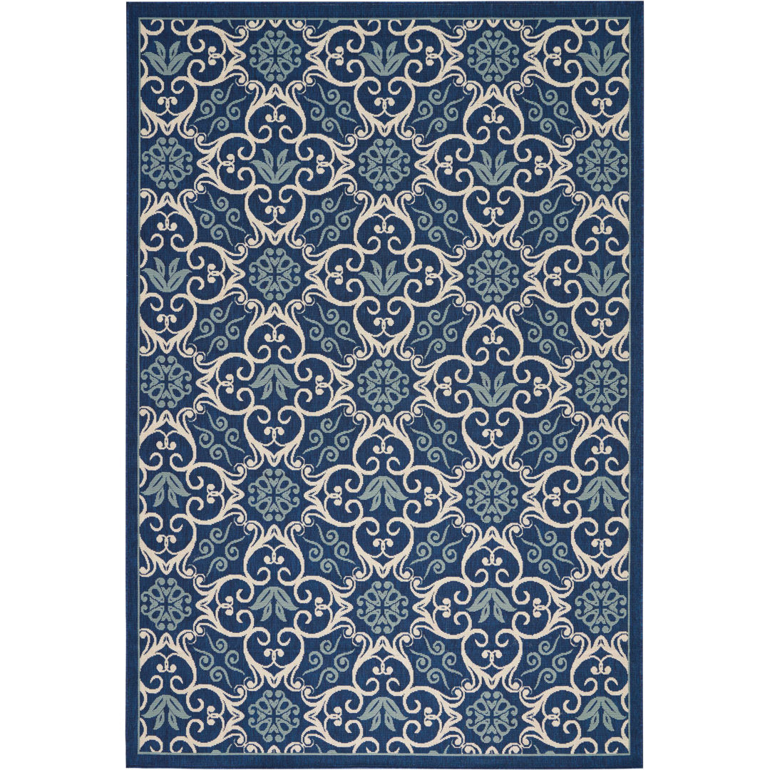 Adelene Floral Navy Blue Indoor / Outdoor Area Rug Birch Lane™ Rug Size: Rectangle 7'10" x 10'6"