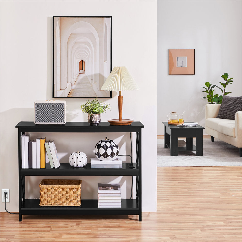 Bergmann 42" Console Table with Power Outlets Beachcrest Home™ Color: Black