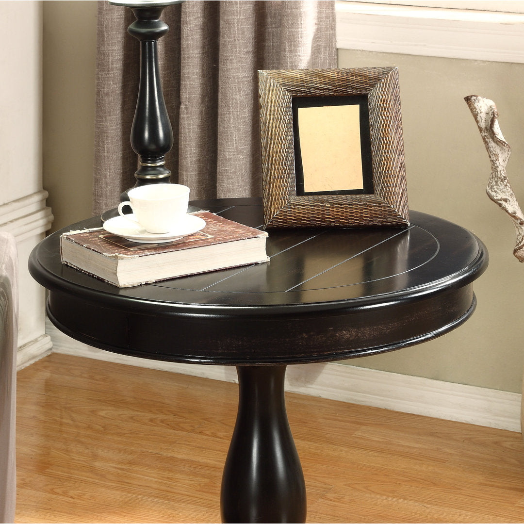 Annable Pedestal End Table Fleur De Lis Living Color: Black