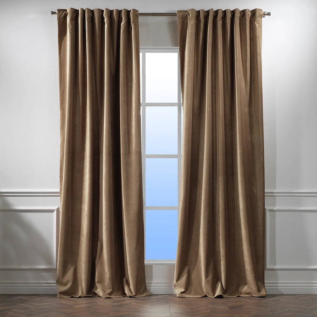Matte Velvet Extra wide x Extra Long Custom Made Decorative Single Panel Lilijan Home & Curtain Curtain Color: 21 Antique Brass Size per Panel: 100" W x 132" L