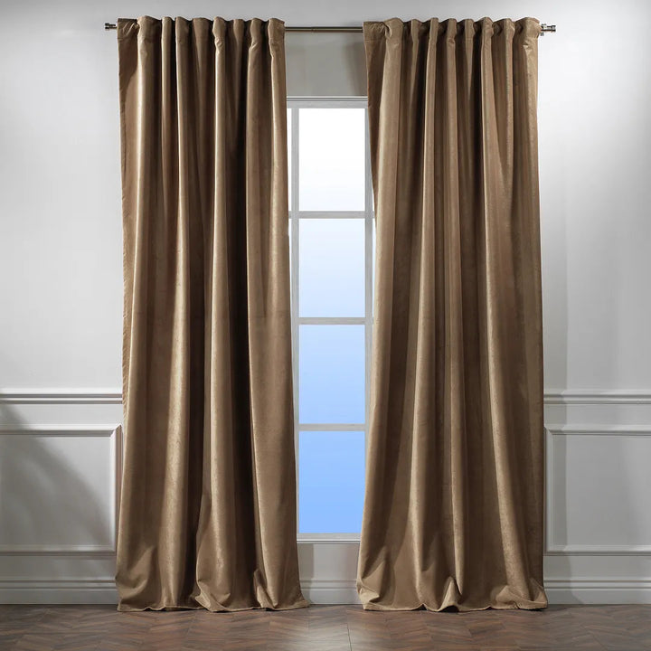 Matte Velvet Extra wide x Extra Long Custom Made Decorative Single Panel Lilijan Home & Curtain Curtain Color: 21 Antique Brass Size per Panel: 100" W x 132" L
