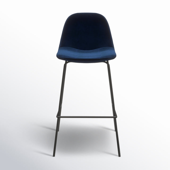 Kody Upholstered Bar & Counter Stool (Set of 2) AllModern Color: Bella Ink Performance Velvet Seat Height: Counter Stool (23.5" Seat Height)