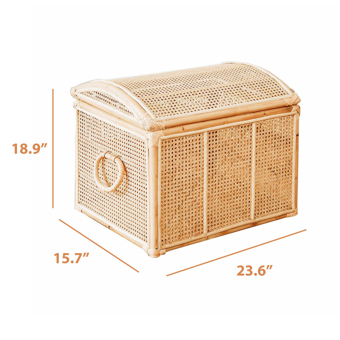 Noam Wicker Storage Trunk, Pre-assembled Lightweight Sturdy Rattan Storage Furniture Bayou Breeze