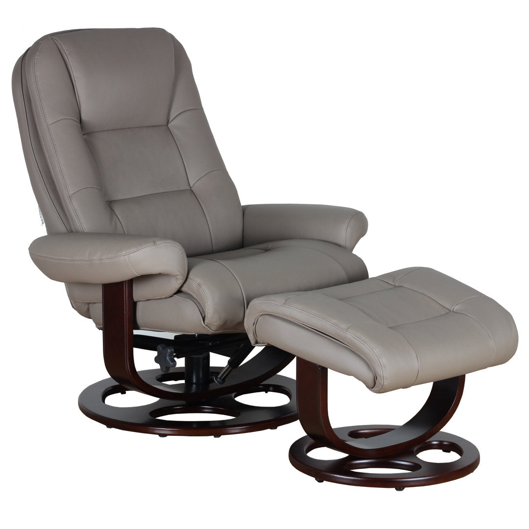 Majeda Manual Swivel Recliner With Ottoman Hokku Designs Body Fabric: Roman Tan Leather Match