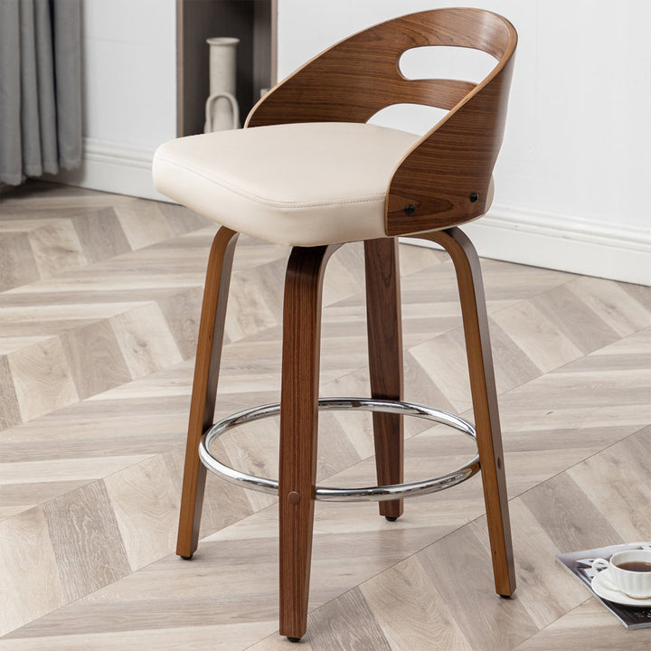 Mahtab Swivel Counter & Bar Stool (Set of 2) Corrigan Studio® Seat Height: Counter Stool = 25.59” Seat Height, Upholstery: Beige Faux Leather