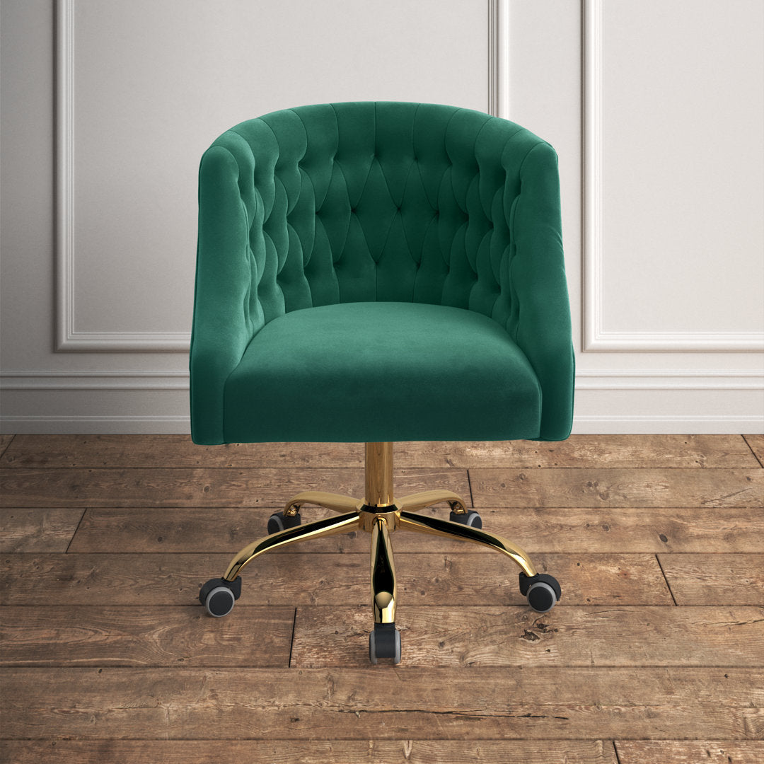 Louise 35.5'' H Velvet Hand-Curated Task Chair with Button Tufted Kelly Clarkson Home Upholstery Color: Green Velvet